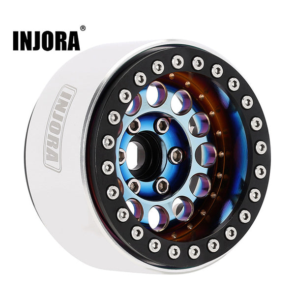 INJORA 1.9" Super Heavy Brass & Aluminum Beadlock Wheels Offset -10mm for 1/10 RC Crawlers (4) (W1957)