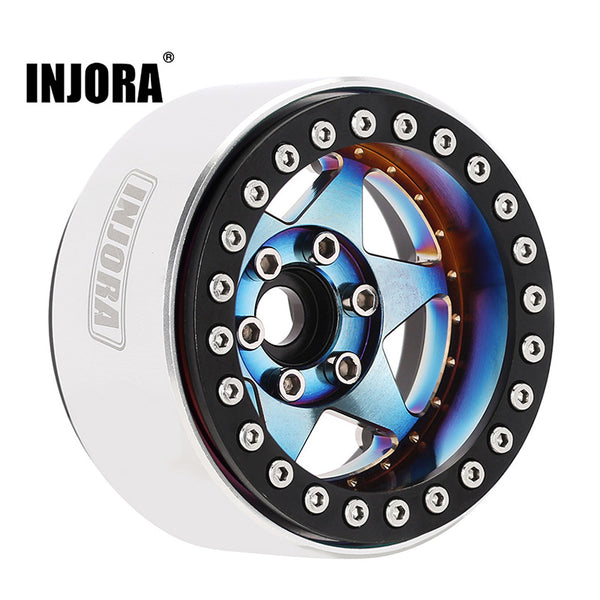 INJORA 1.9" Super Heavy Brass & Aluminum Beadlock Wheels Offset -10mm for 1/10 RC Crawlers (4) (W1958)