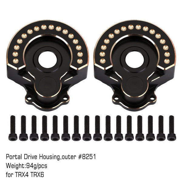 INJORA 94g/pcs Black Brass Counterweight Outer Portal Drive Housing #8