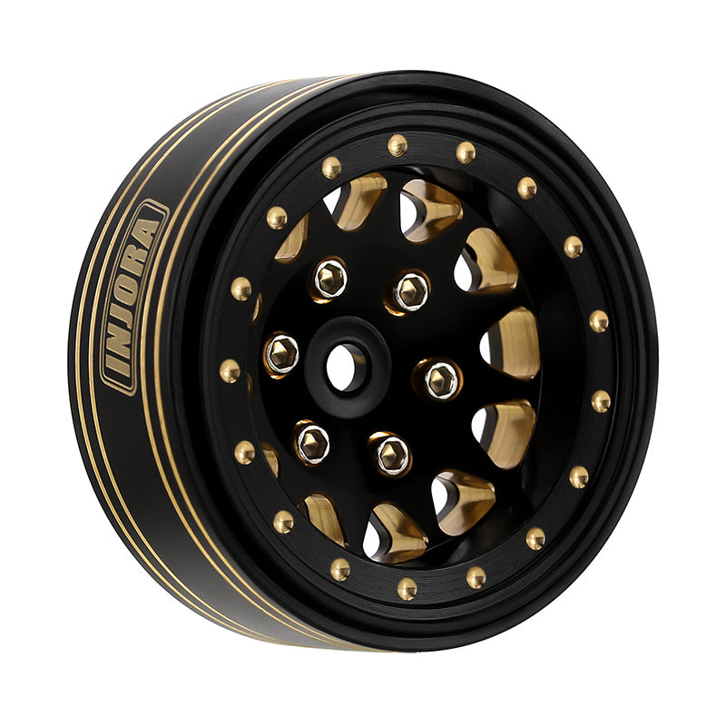 INJORA Cerchioni Beadlock 2.2 Per Crawler RC 1/10 - Super Pesanti In Ottone E Alluminio (224g) - Deep Dish, Offset Negativo -10mm
