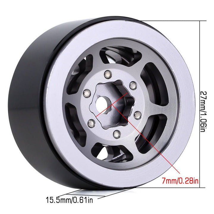 1.0"  Grey Scx24 Wheel Rim back with size markings