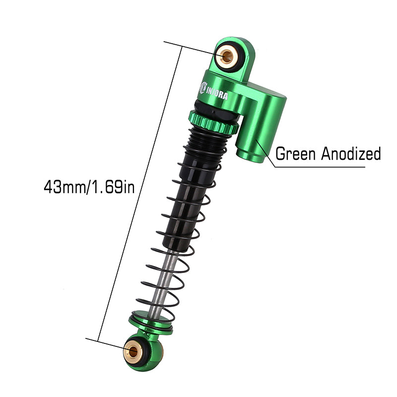 INJORA 43mm Aluminum Threaded Double Barrel Shocks with Fake Reservoir