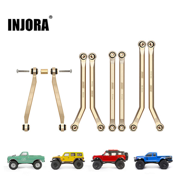 INJORA 8PCS 37g Heavy Brass High Clearance Chassis 4 Links Set for SCX24 C10 JLU Bronco Base Camp 4Runner