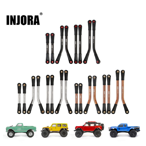 INJORA 8PCS Stainless Steel High Clearance 4 Links Set for SCX24 C10 JLU Bronco Base Camp 4Runner