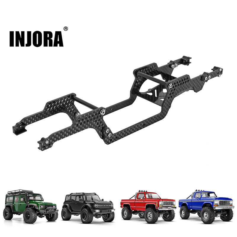 INJORA Carbon Fiber Chassis For SCX24 - Low CG Frame Upgrade For Axial Deadbolt, JLU, C10, Bronco Crawlers