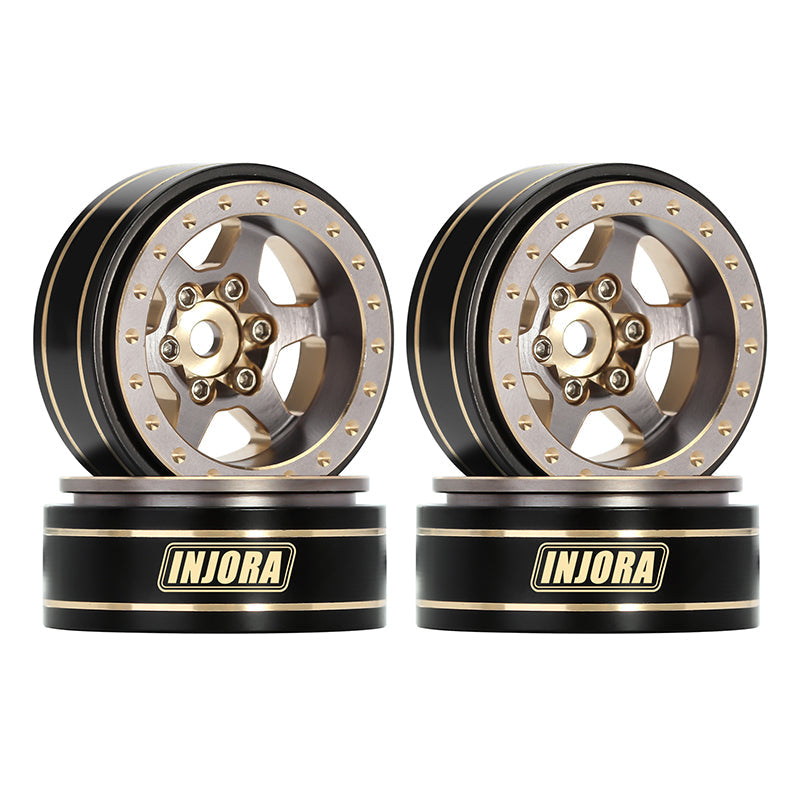 INJORA 1.0 Plus 6-Spoke Brass Beadlock Wheels 42g/pcs offset