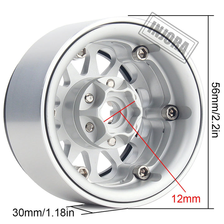 4PCS 1.9" 12-spoke Metal Beadlock Wheel Rims for 1/10 RC Rock Crawler