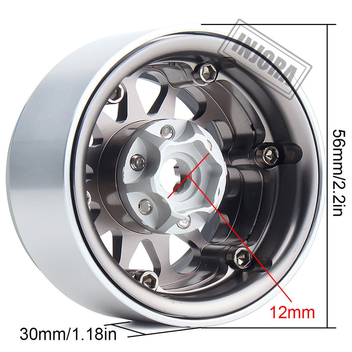 4PCS 1.9" 12-spoke Metal Beadlock Wheel Rims for 1/10 RC Rock Crawler