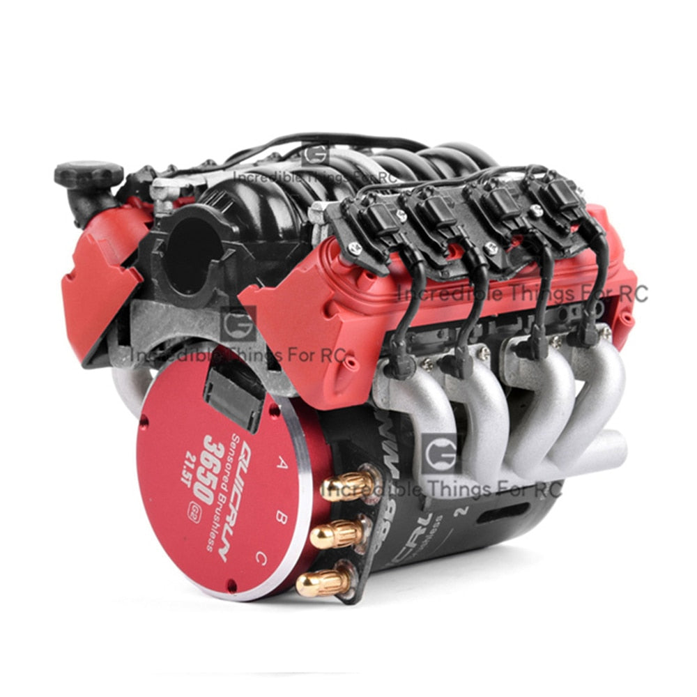 ホビーラジコン Rc car engine INJORA LS7 V8 Simulate Engine Motor Cooling Fans Radiator