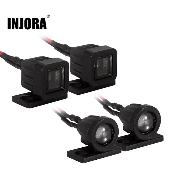 INJORA 2PCS Bright Headlights LED Lights White Spotlight for 1/10 1/12 1/16 RC