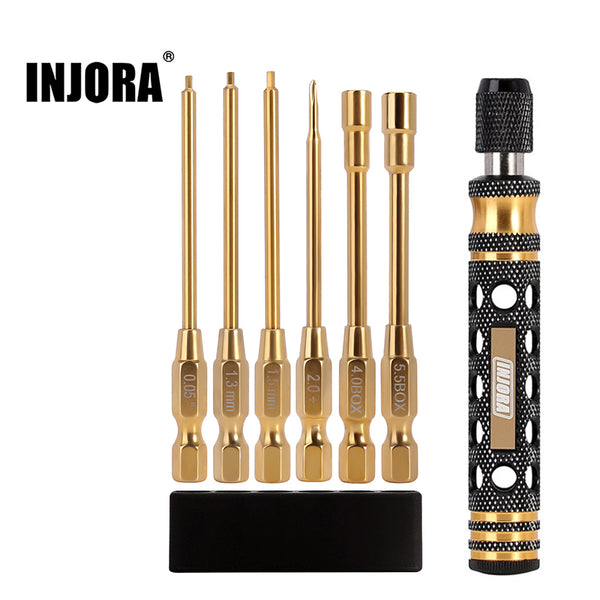 INJORA 6-in-1 Hex Screwdrivers Nut Drivers Quick Change RC Tool Kit for FCX24 SCX24 AX24