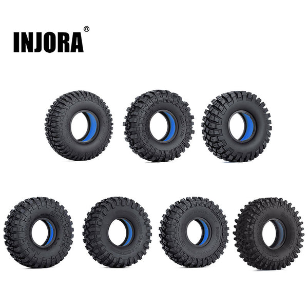 INJORA 4pcs 1.9" Rubber Tires with TPE Dual Stage Foam for 1/10 RC Crawler