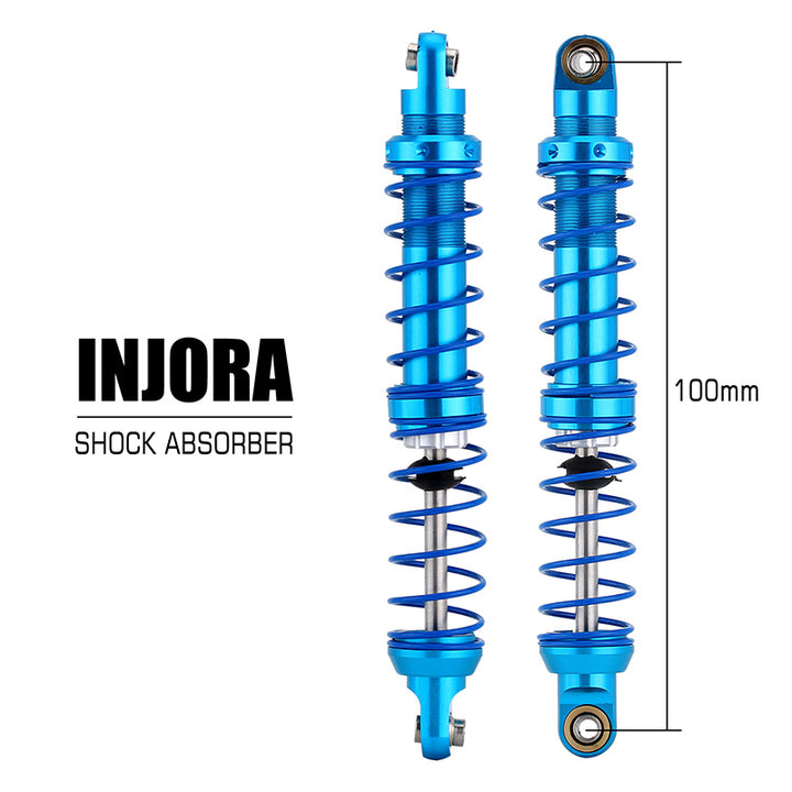 2pcs INJORA 100mm Blue Oil Adjustable Metal Shock Absorbers front