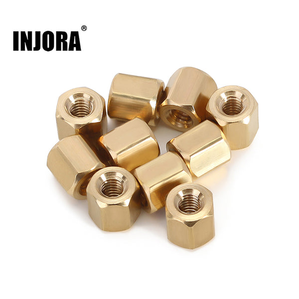 INJORA 10PCS M2.5x5mm Brass Hex Long Nuts Coupling Sleeve Nuts for 1/18 TRX4M