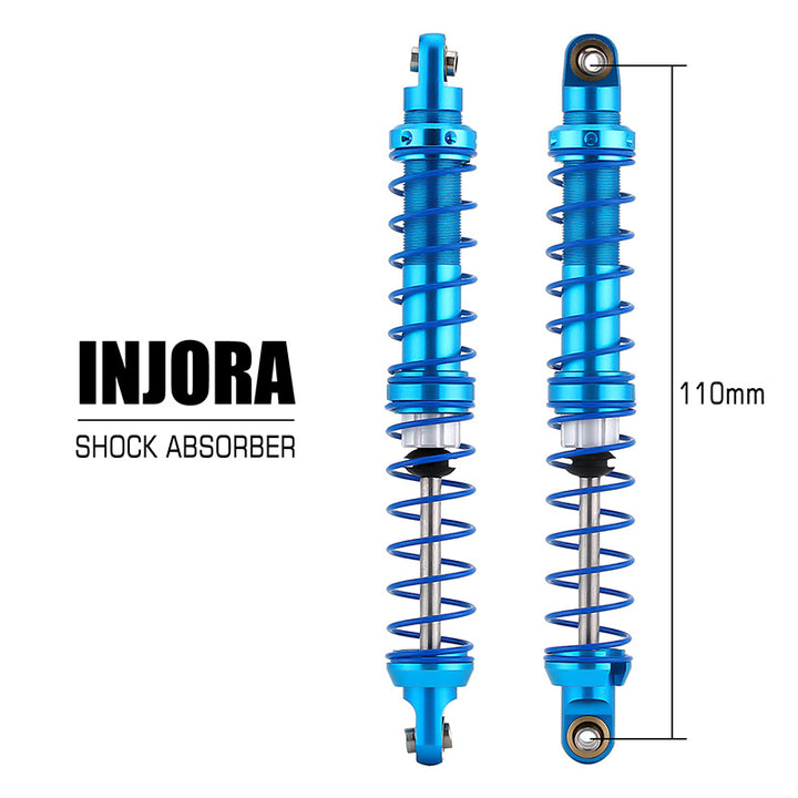 2pcs INJORA 110mm Blue Oil Adjustable Metal Shock Absorbers front