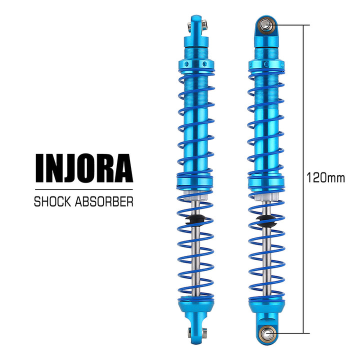 2pcs INJORA 110mm Blue Oil Adjustable Metal Shock Absorbers front