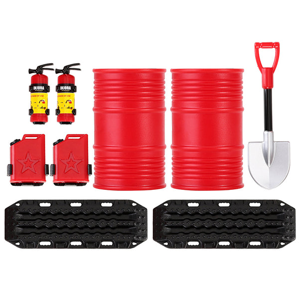 [US Warehouse] INJORA Mini Fuel Tank Fire Extinguisher Shovel Oil Drum Scale Accessories for 1/24 1/18 RC Crawlers