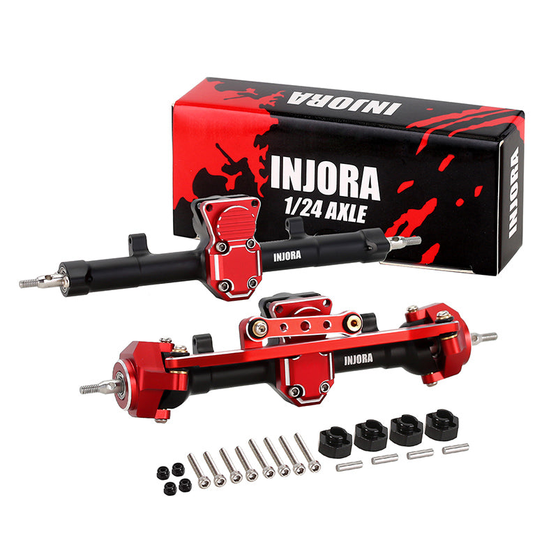 INJORA Black Aluminum Front Rear Axles Set for Axial SCX24