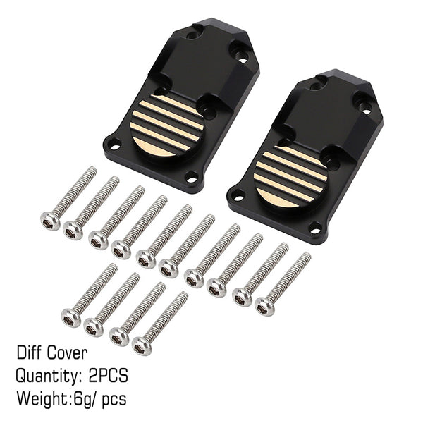 INJORA 2pcs 6g/pcs Black Brass Diff Cover for Axial SCX24 AX24