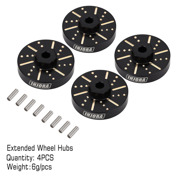 INJORA 4pcs 6g/pcs Black Wheel Weights with Wheel Hex Hubs for Axial SCX24 AX24