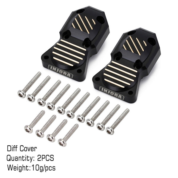 INJORA 2pcs 10g/pcs Black Brass Diff Covers for Axial SCX24 AX24