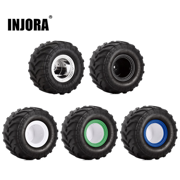 INJORA 70*38mm Monster Truck Wheels Set for 1/18 1/24 RC Crawlers (4) (MT1012)
