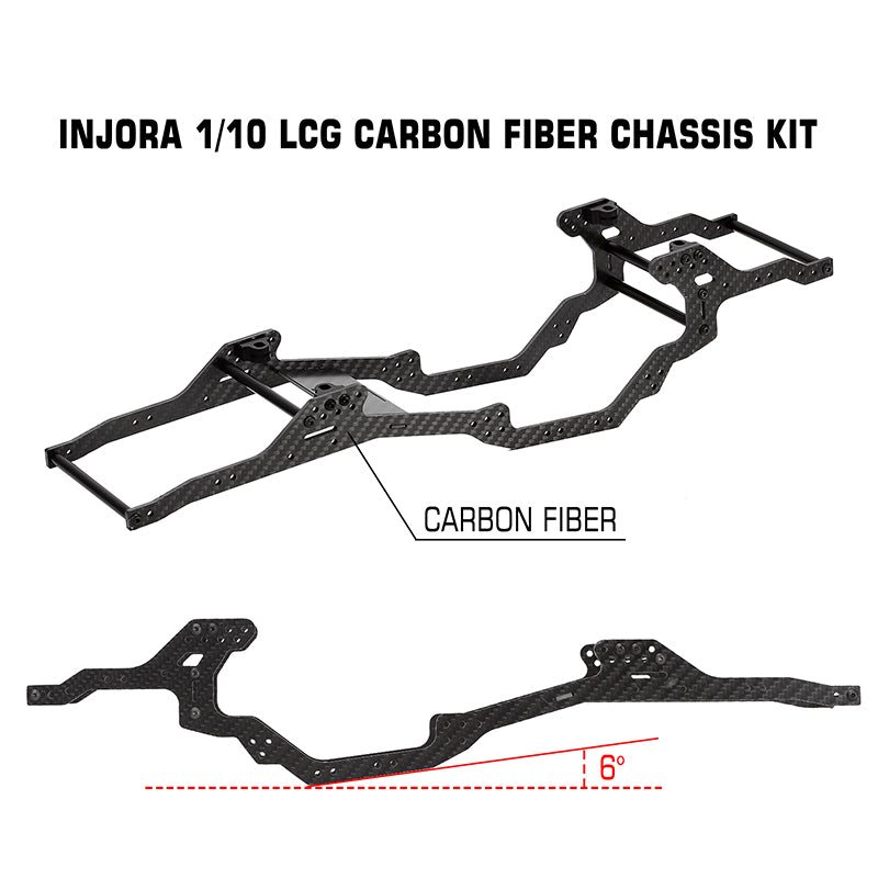 INJORA LCG Carbon Fiber Chassis Kit Frame Girder for 1/10 Axial