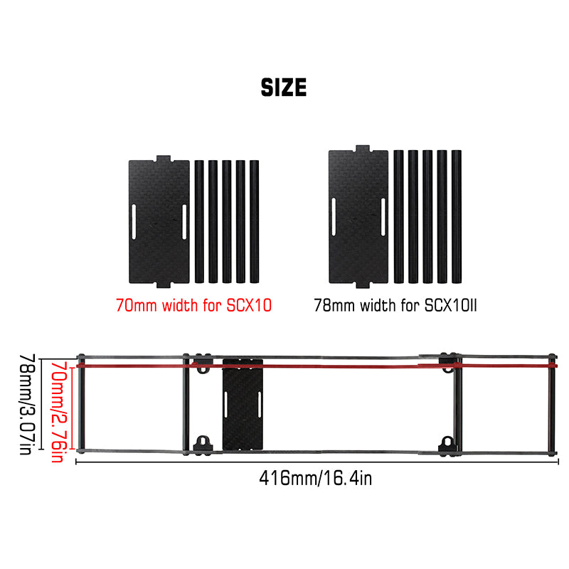 INJORA LCG Carbon Fiber Chassis Kit Frame Girder for 1/10 Axial