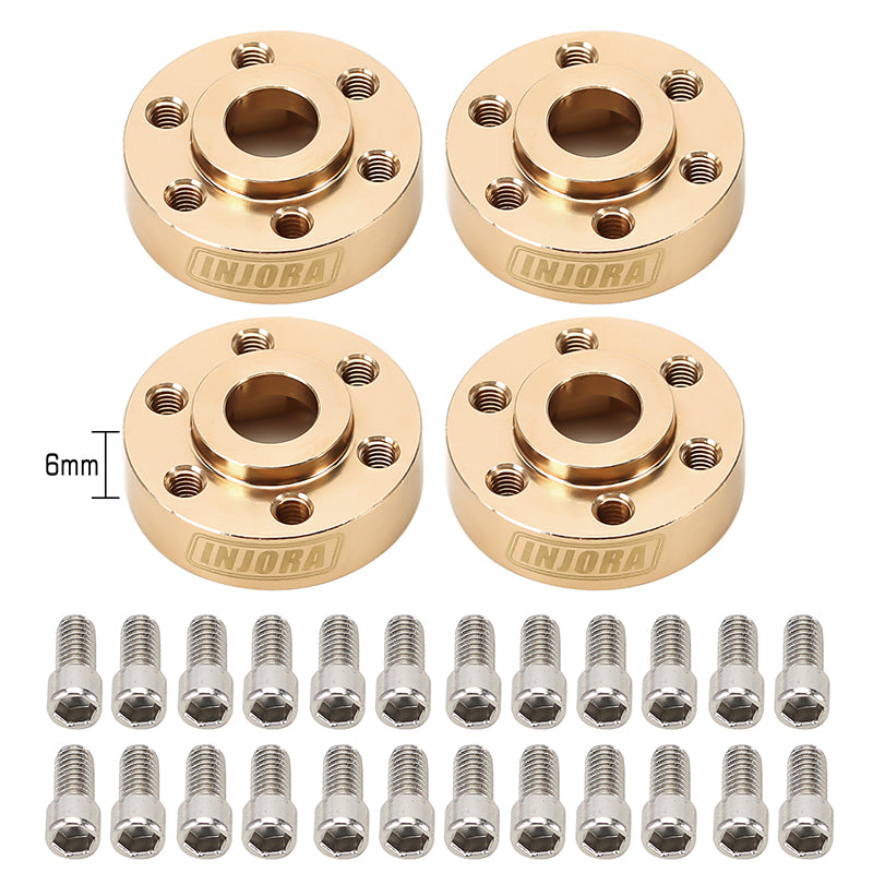 INJORA 12mm Heavy Brass Wheel Hex Hub Extenders Adapters for 1.9 2.2 B
