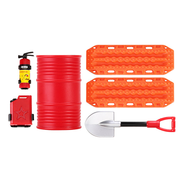 [US Warehouse] INJORA Mini Fuel Tank Fire Extinguisher Shovel Oil Drum Scale Accessories for 1/24 1/18 RC Crawlers
