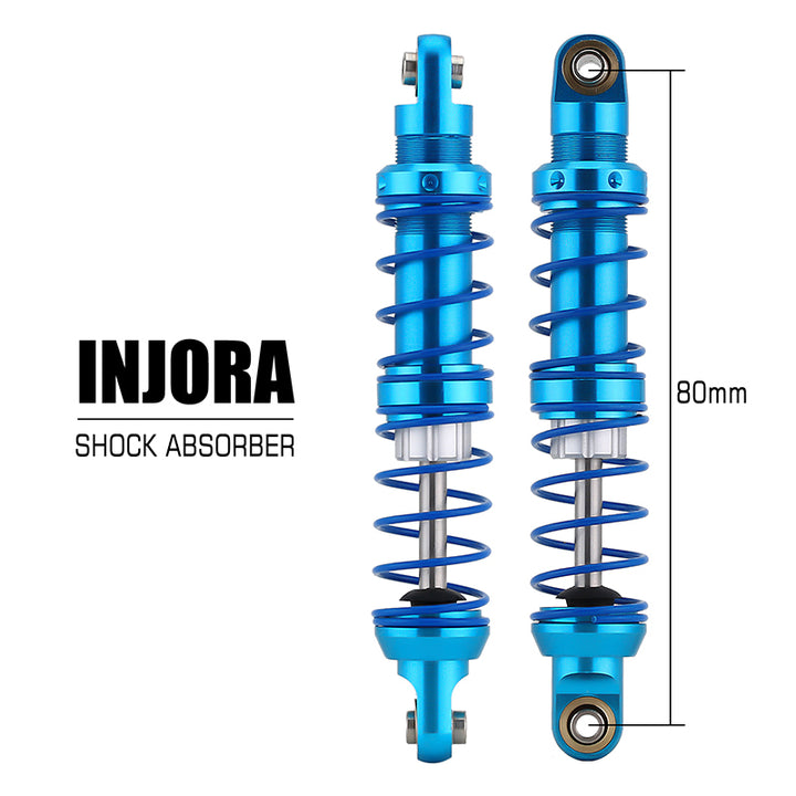 2pcs INJORA 80mm Blue Oil Adjustable Metal Shock Absorbers front