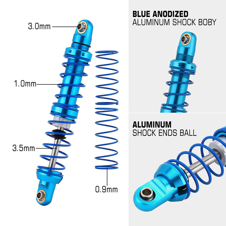 90mm Blue Oil Adjustable Metal Shocks details
