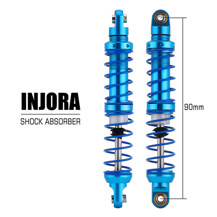 2pcs INJORA 90mm Blue Oil Adjustable Metal Shock Absorbers front