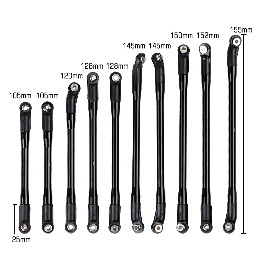 アキシャル injora SCX10系 クローラー カーボン アルミパーツ INJORA 10Pcs/Set 313mm Aluminum Links Set Plastic Rod Ends for Axial S