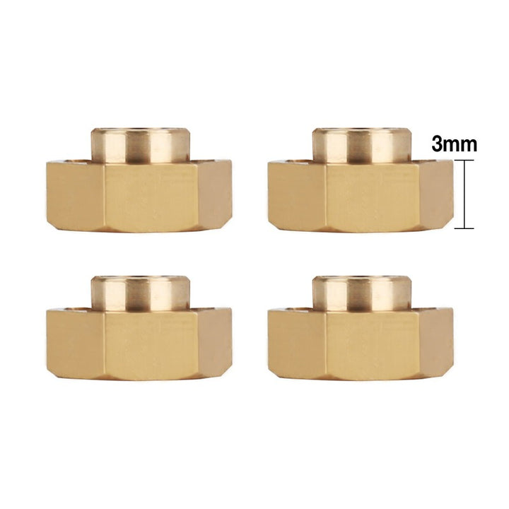 4pcs Brass Hex Wheel Hubs For Axial SCX24 | 7mm 3mm Thick Upgrades For 1/24 RC Crawler