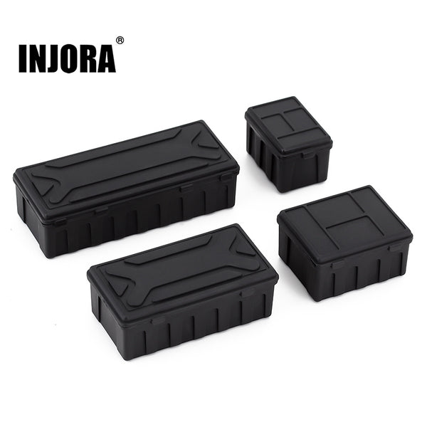4PCS Mini Black Plastic Luggage Storage Box Decorations