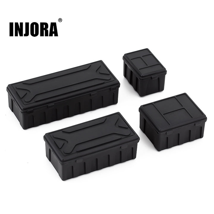 4PCS Mini Black Plastic Luggage Storage Box Decorations