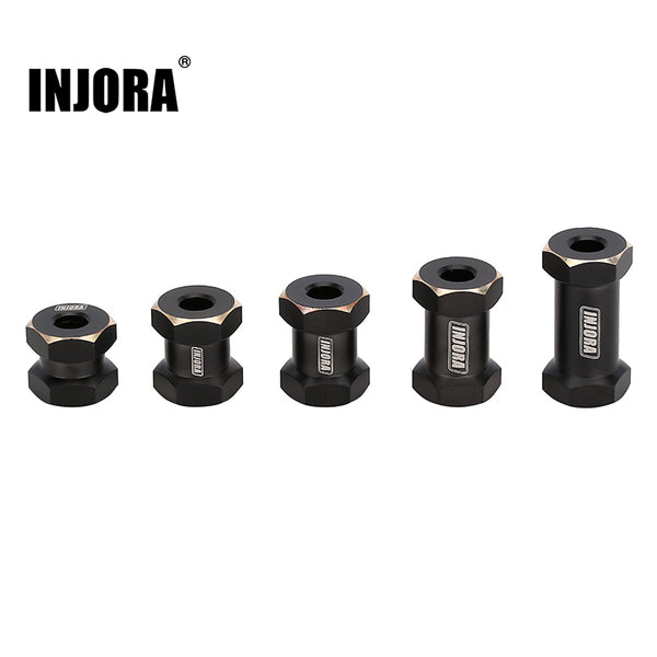 5pcs difference length injora Black Coating Brass Wheel Hex Extended Adapter