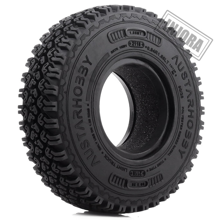 4PCS 1.55" 90*24mm Soft Rubber Terrain Wheel Tires for 1/10 RC Crawler