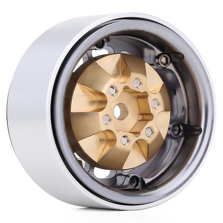 Brass Wheel Hex Hub on a wheel rim