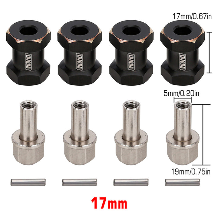 4pcs 17mm Black Brass Wheel Hex Extender Kit