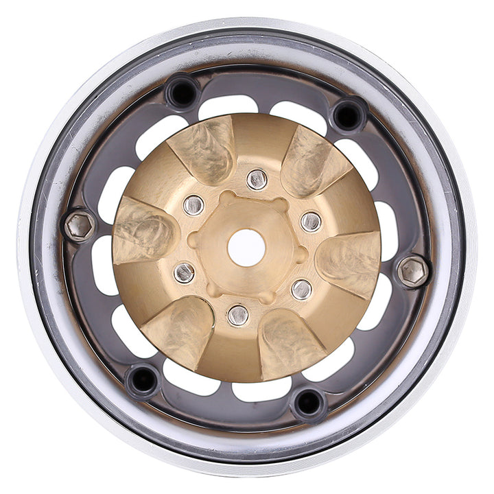 Brass Wheel Hex Hub on a wheel rim