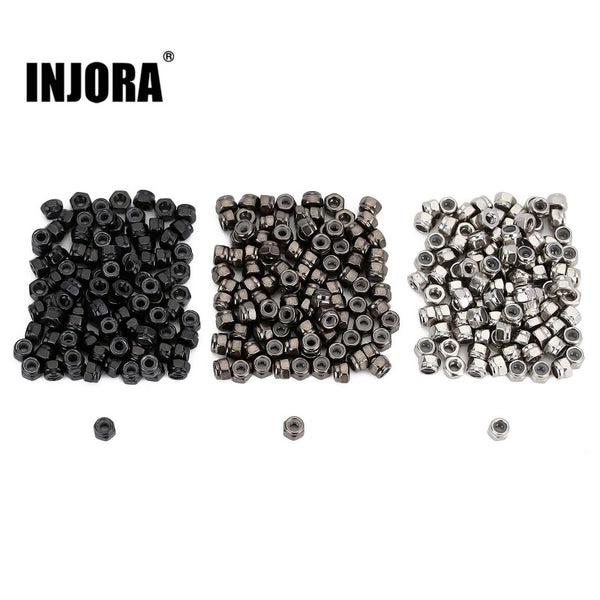INJORA 100Pcs Metal M2 Nuts for 1/16 1/18 1/24 SCX24 AX24 FCX24M
