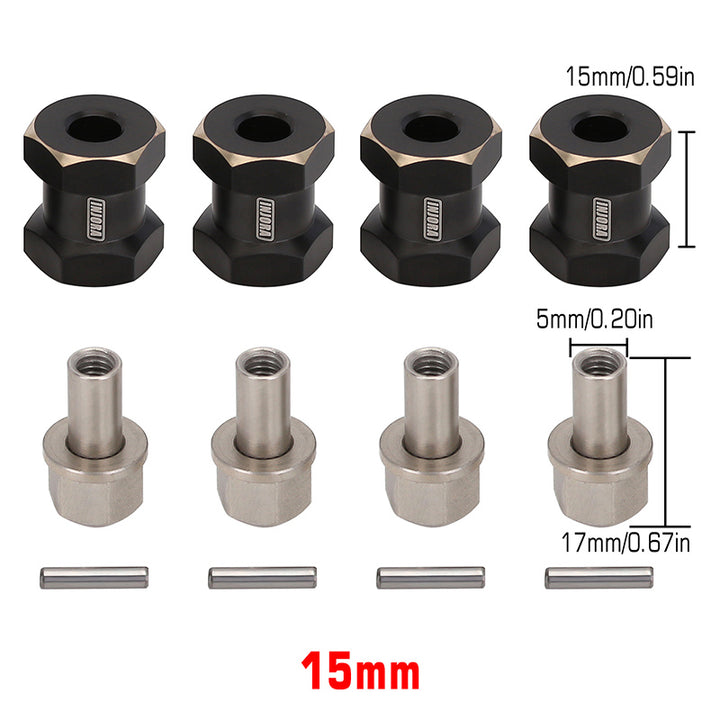 4pcs 15mm Black Brass Wheel Hex Extender Kit