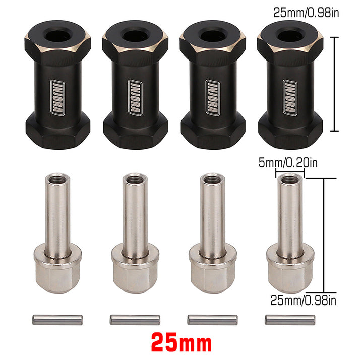 4pcs 25mm Black Brass Wheel Hex Extender Kit
