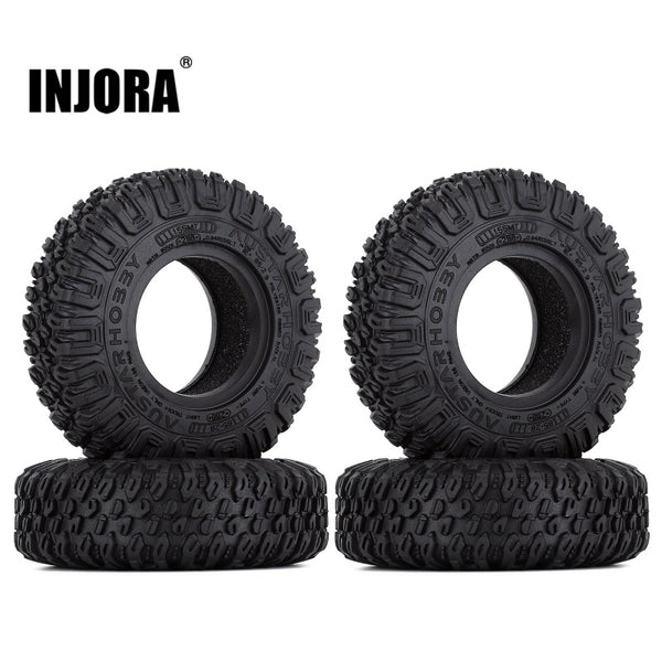 4PCS 1.55" Soft Rubber Terrain Wheel Tires with injora logo