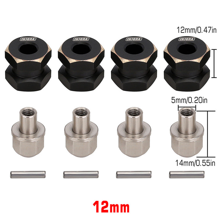 4pcs 12mm Black Brass Wheel Hex Extender Kit