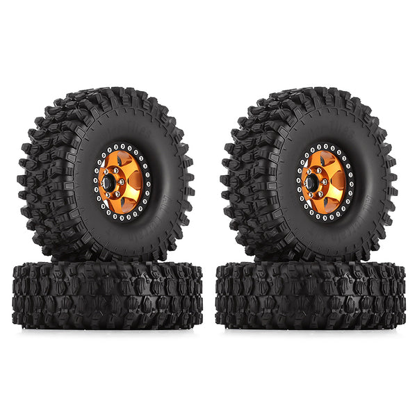 INJORA 4PCS 1.9" 120*42mm Wheel Rims Tires Set for 1/10 RC Crawler