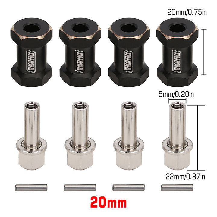 4pcs 20mm Black Brass Wheel Hex Extender Kit