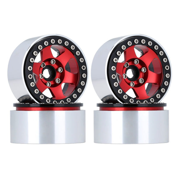 4PCS 6-spoke black and red Beadlock Wheel Rims